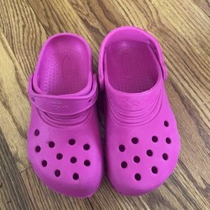Gently used solid warm purple crocs